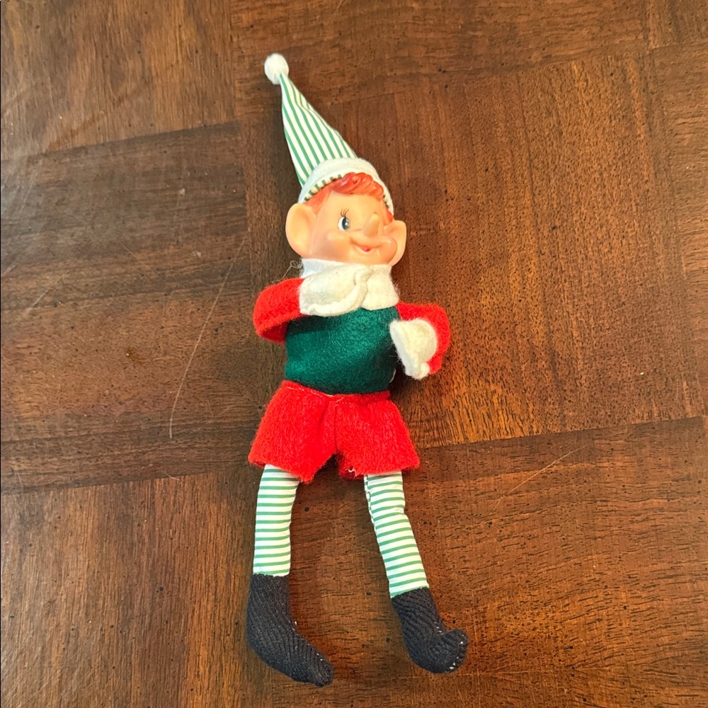 Christmas Holiday Pixie Elf Bendable Legs and Arms 9.5" Green Sweater